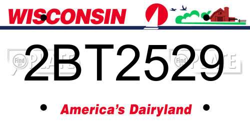 2BT2529 Wisconsin License Plate