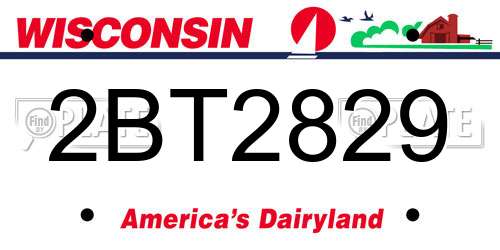 2BT2829 Wisconsin License Plate