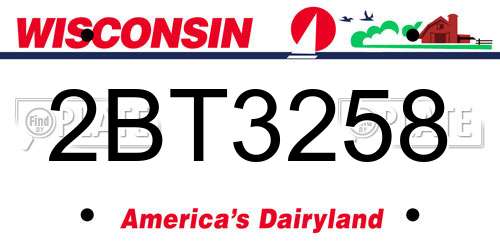 2BT3258 Wisconsin License Plate