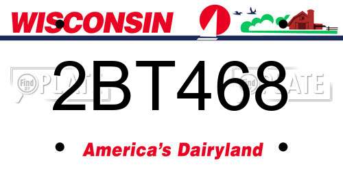 2BT468 Wisconsin License Plate