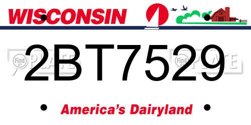 2BT7529 Wisconsin License Plate