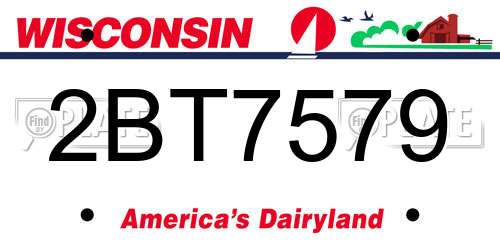 2BT7579 Wisconsin License Plate