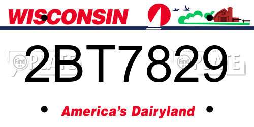 2BT7829 Wisconsin License Plate