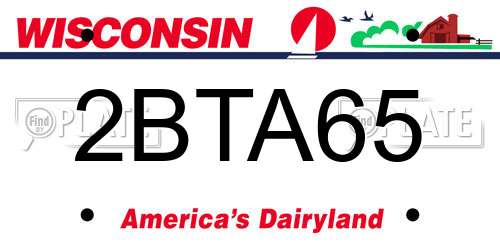 2BTA65 Wisconsin License Plate