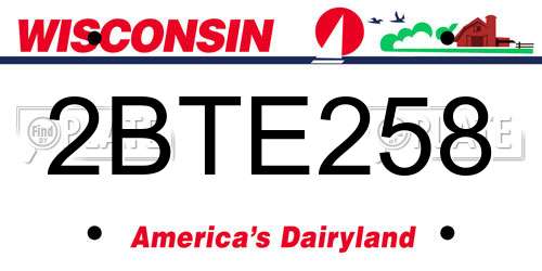 2BTE258 Wisconsin License Plate