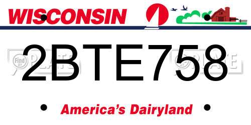 2BTE758 Wisconsin License Plate