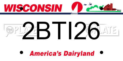 2BTI26 Wisconsin License Plate