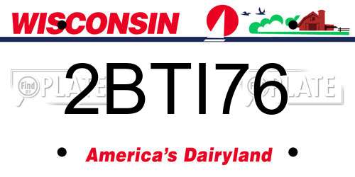 2BTI76 Wisconsin License Plate