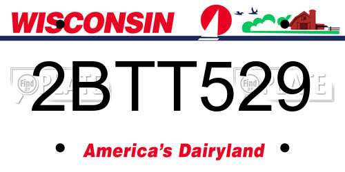 2BTT529 Wisconsin License Plate