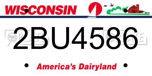 2BU4586 Wisconsin License Plate