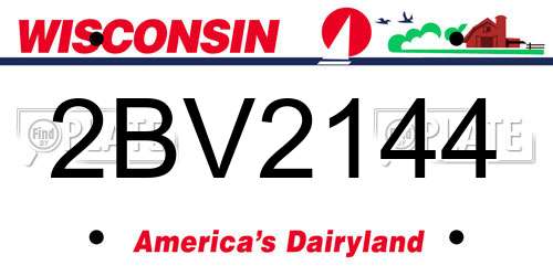 2BV2144 Wisconsin License Plate