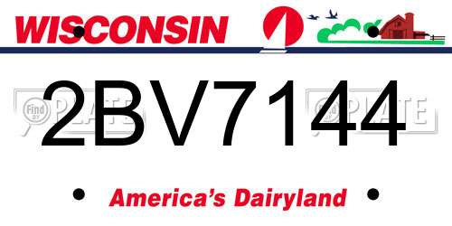 2BV7144 Wisconsin License Plate