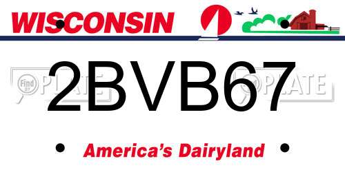 2BVB67 Wisconsin License Plate