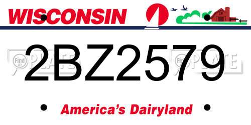 2BZ2579 Wisconsin License Plate