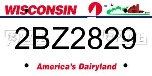 2BZ2829 Wisconsin License Plate