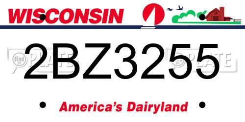 2BZ3255 Wisconsin License Plate