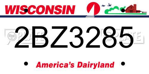 2BZ3285 Wisconsin License Plate