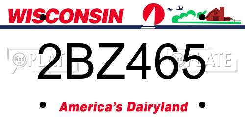2BZ465 Wisconsin License Plate