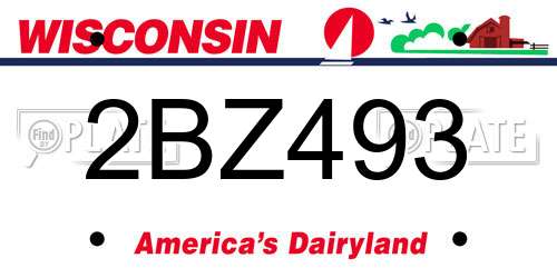 2BZ493 Wisconsin License Plate