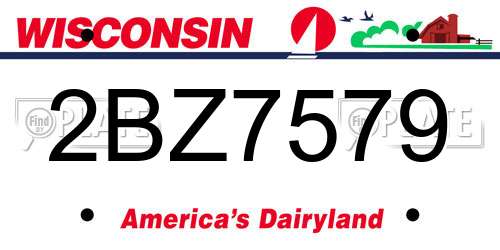 2BZ7579 Wisconsin License Plate
