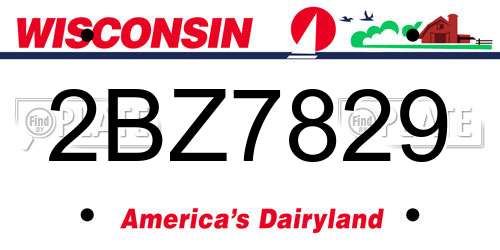 2BZ7829 Wisconsin License Plate