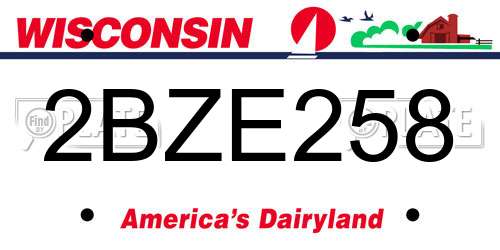 2BZE258 Wisconsin License Plate