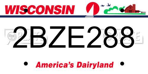 2BZE288 Wisconsin License Plate
