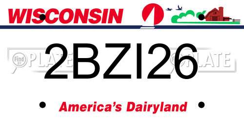 2BZI26 Wisconsin License Plate