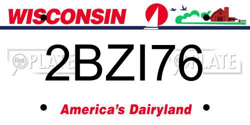 2BZI76 Wisconsin License Plate