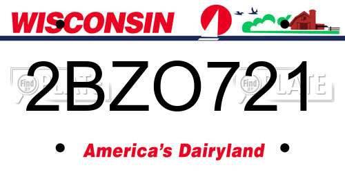 2BZO721 Wisconsin License Plate