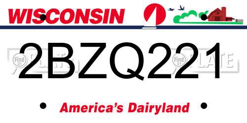 2BZQ221 Wisconsin License Plate