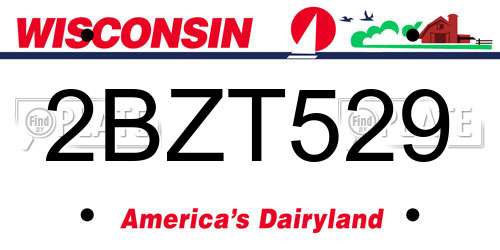 2BZT529 Wisconsin License Plate