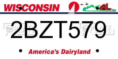 2BZT579 Wisconsin License Plate