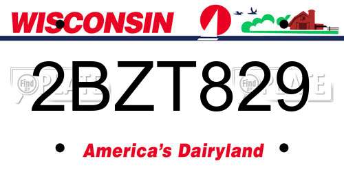 2BZT829 Wisconsin License Plate