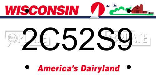 2C52S9 Wisconsin License Plate