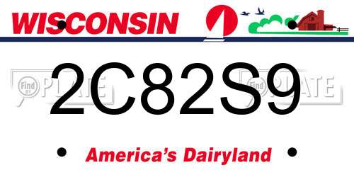 2C82S9 Wisconsin License Plate