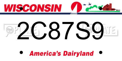 2C87S9 Wisconsin License Plate