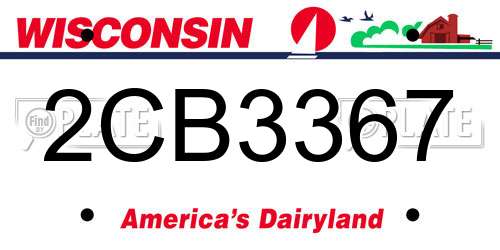 2CB3367 Wisconsin License Plate