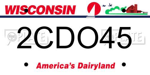 2CDO45 Wisconsin License Plate