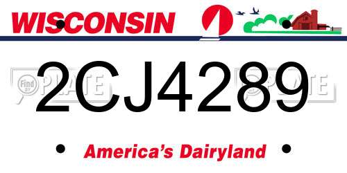 2CJ4289 Wisconsin License Plate