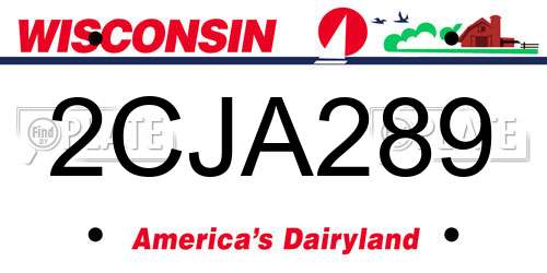 2CJA289 Wisconsin License Plate