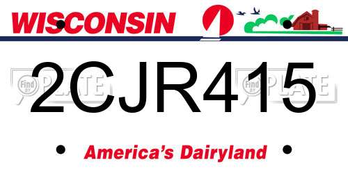 2CJR415 Wisconsin License Plate