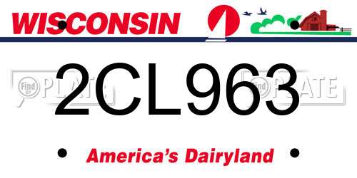 2CL963 Wisconsin License Plate