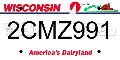 2CMZ991 Wisconsin License Plate