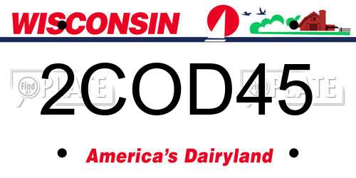 2COD45 Wisconsin License Plate