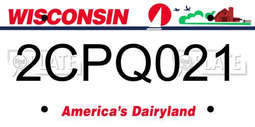 2CPQ021 Wisconsin License Plate