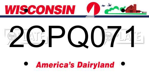 2CPQ071 Wisconsin License Plate