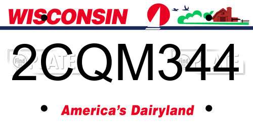 2CQM344 Wisconsin License Plate