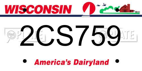 2CS759 Wisconsin License Plate