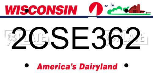 2CSE362 Wisconsin License Plate